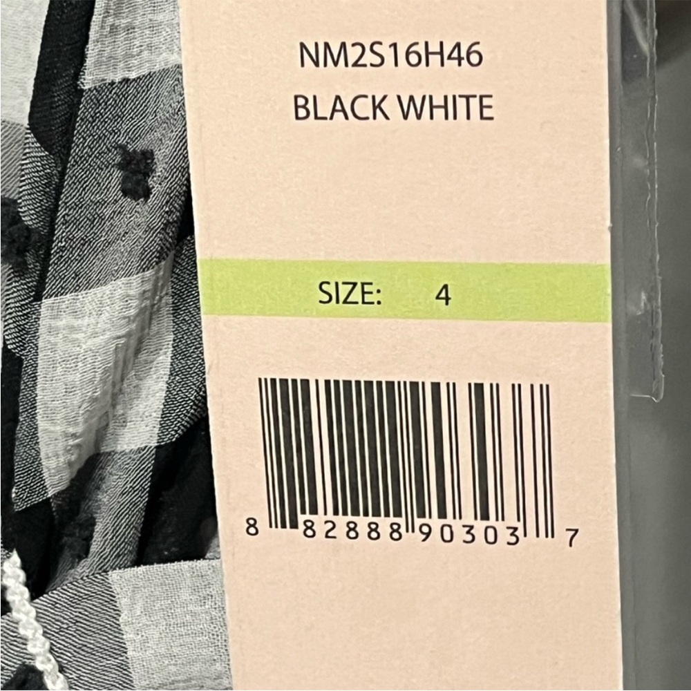 NWT Nanette Lepore Gingham Black and White Collared Shirt Dress - Size 4 - Picture 11 of 12